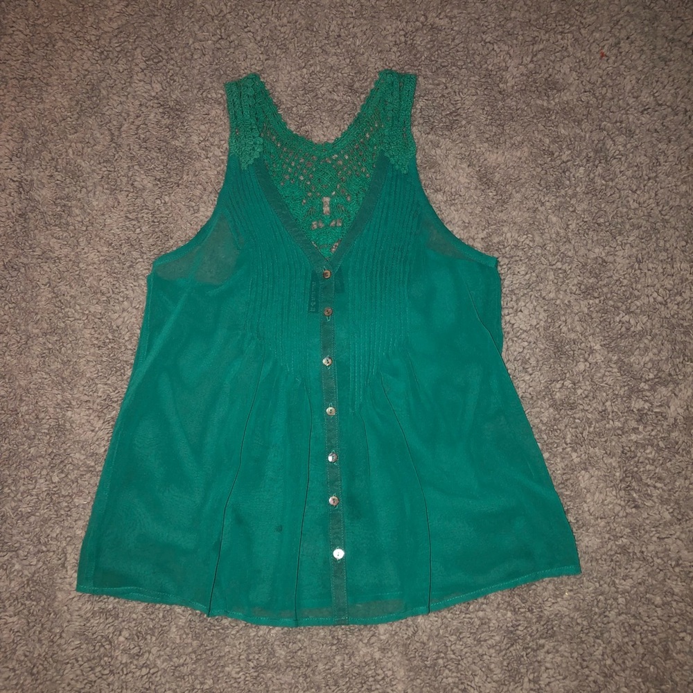 Turquoise Lace Blouse